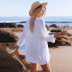 long sleeve loose lapel solid color Chiffon shirt style beach cover-up NSMUX131631