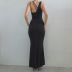 sloping shoulder sleeveless high waist long slim solid color dress NSHLJ131646