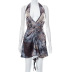 print halter neck sleeveless lace-up deep v backless slim dress NSHLJ131648