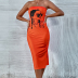 print tube top backless slit slim dress NSYID130180