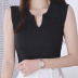 Lapel pit strip solid color knitted crop sweater NSYAY130176