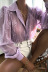 Embroidered lapel puff sleeve slim shirt NSZCQ131694
