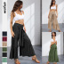 wide-leg loose high waist lace-up solid color trousers NSMID131695