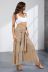 wide-leg loose high waist lace-up solid color trousers NSMID131695