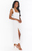vestido de color sólido con abertura con cordones delgados sin espalda con cabestrillo NSMID131697