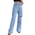 pantalones de mezclilla holgados con cintura alta y abertura en la pernera ancha NSJM131706