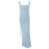 backless suspender slim long lace-up solid color dress NSLKL131722