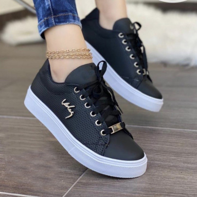 Round Toe Thick Bottom Casual Flat Sports Shoes NSYBJ131737