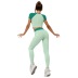 hip-lifting high-elastic short sleeve hollow tight high waist solid color top and trouser set NSNS131745