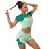 hip-lifting high-elastic round neck short sleeve hollow color matching top and shorts yoga set NSNS131747