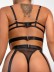 Hollow Chain sling backless solid color see-through underwear three-piece set NSRBL131752