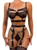 Hollow Chain sling backless solid color see-through underwear three-piece set NSRBL131752