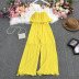 pleated solid color suspender ruffle backless wide-leg jumpsuit-Multicolor NSYXG131782