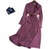 pleated solid color Suit collar slim Long Sleeve Dress with Belt-Multicolor NSYXG131784