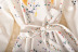 chiffon floral puff sleeves waist slimming large swing dress NSYXG131785
