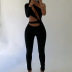 single-shoulder long sleeve tight hollow solid color jumpsuit NSMX131791