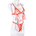 sling wrap chest high waist solid color mesh see-through underwear set NSWY131812