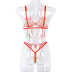 sling wrap chest high waist solid color mesh see-through underwear set NSWY131812