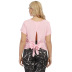 plus size backless bow lace-up round neck short sleeve T-shirt NSOY131820