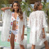 stitching loose hand hook lace perspective beach cover-up NSOY131826