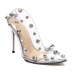 zapatos de tacón alto con diamantes de imitación y remaches transparentes puntiagudos NSGXL131829