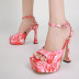 Waterproof platform square toe one-word belt candy color high-heeled sandals NSGXL131834