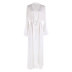 button solid color deep v lace-up bell-sleeved beach outdoor cover-up NSMUX131835