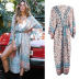 print long sleeve loose lace-up beach outdoor cover-up NSMUX131839