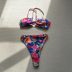 Conjunto de dos piezas de bikini floral cruzado en el pecho con honda cruzada de cintura alta NSCSY131845