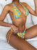print hanging neck wrap chest backless bikini two-piece set NSCSY131847
