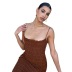 suspender backless slim low-cut solid color dress NSDLS131852