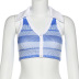 breasted color matching striped v neck lapel slim vest NSDLS131857