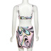 print sling backless wrap chest tight vest and skirt set NSDLS131858