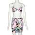 print sling backless wrap chest tight vest and skirt set NSDLS131858