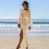 hollow long-sleeved slit solid color knitted beach outdoor cover-up NSCYG131859