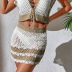 hollow backless deep v lace-up high waist contrast color beachwear two-piece set NSCYG131864
