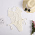 hollow hand crochet hanging neck backless low-cut solid color one-piece swimsuit NSCYG131865