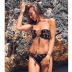 hand crochet tube top lace-up slim color matching Tankini two-piece set NSCYG131866