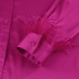 camisa de seda de hielo de color sólido suelta con solapa de manga larga con costuras de plumas NSSQS131867