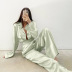 long-sleeved loose high waist lapel solid color top and pants set NSSQS131875