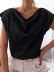 Sleeveless low-cut slim Commuter solid color Silk top NSPPF131997