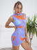 printing sleeveless drawstring slim hanging neck wrapped chest bikini three-piece set NSYYD131890