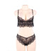 plus size sling wrap chest backless solid color see-through lace underwear set NSOYM131904
