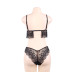 plus size sling wrap chest backless solid color see-through lace underwear set NSOYM131904