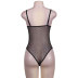plus size sling deep v backless solid color perspective lace one-piece underwear NSOYM131908