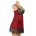 plus size sling backless slit low-cut color matching lace nightdress with panties NSOYM131911