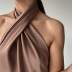 vestido de satén de color sólido largo suelto sin espalda con cuello colgante NSSQS131912