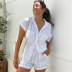short-sleeved lapel loose high waist solid color shirt and shorts set NSSQS131920