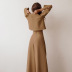 long-sleeved round neck loose high waist wide-leg solid color top and trousers set NSSQS131923