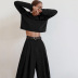 long-sleeved round neck loose high waist wide-leg solid color top and trousers set NSSQS131923